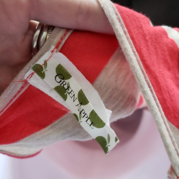 Green Apple Coral Beige Striped Maxi Dress Racerback Lightweight - Picture 6 of 8